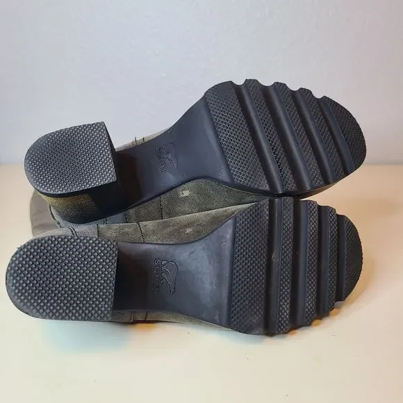 Sorel Women Boots NL2301 Addington Distressed Taupe Gray Leather Tall Heel Sz 7 - Picture 11 of 12
